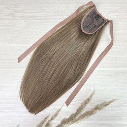 Накладной хвост для волос натуральный  40см - пепельно-русый #10