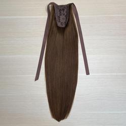 Хвост накладной из натуральных волос50см 60г - русый шатен #6