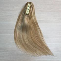 Шиньон - хвост на крабе из натуральных волос 40см - светлое мелирование #18/613
