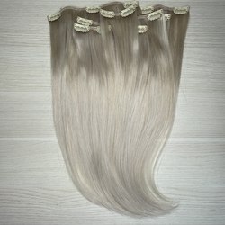 Натуральные волосы на заколках PREMIUM 40 см 120 г - Серебристый блонд #1000