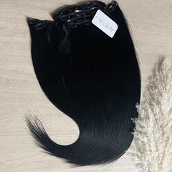 Натуральные черные волосы на заколках 65см 120г