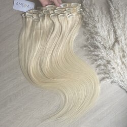 Европейские волосы на заколках 65см 120г, пепельный блонд