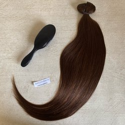 Европейские волосы на заколках коричневого цвета 65см 120г