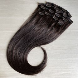 Натуральные волосы на заколках 60 см 100 г "Горький шоколад" #2