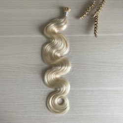 PREMIUM натуральные волосы на капсулах волна, 50см 40г 50 прядей - пепельный блонд #60