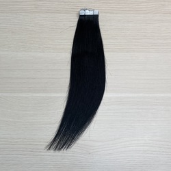 Натуральные волосы на лентах 30 см - черный #1
