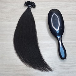 Волосы черные натуральные для наращивания на капсулах 30см 50пр 25г - #1b