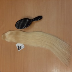 Натуральные волосы на заколках - однопрядка 60см 120г пепельный блонд