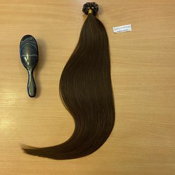 Европейские волосы на капсулах 68см 100 прядей 70г - горький шоколад #2