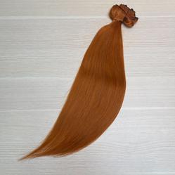 Натуральные волосы на заколках 50см 100г - рыжие #130