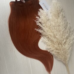 Натуральные волосы на заколках - однопрядка 60см 120г рыжая 