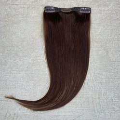 Натуральные волосы 40см - одна прядь на 3 заколках, коричневый #4