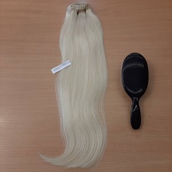 Натуральные волосы на заколках 55см 120г премиум - #60 платиновый блонд