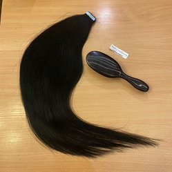 Натуральные волосы на лентах 60см 70 г (повышенная густота) - черный #1