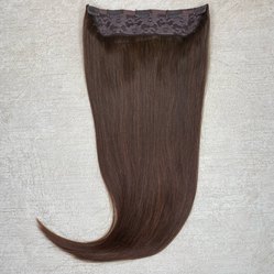 Натуральные волосы на заколках - однопрядка 60см 120г темно-русый #6