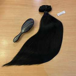 Натуральные волосы на заколках 55см 160г - черный #1