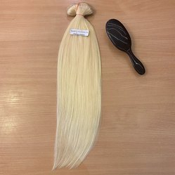 Натуральные волосы на заколках 55см 120г - платиновый блонд #60