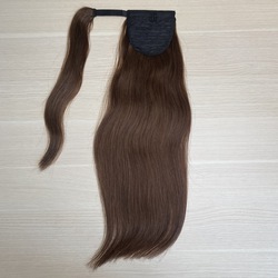 Хвост накладной из натуральных волос  50см 90г - коричневый #4