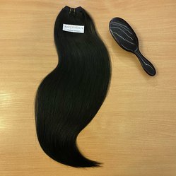 Натуральные волосы на трессе 55см 100г - черный #1