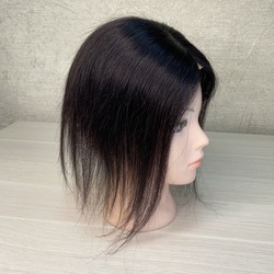 Накладка из натуральных волос на теменную зону 25 см - черный с шоколадным отливом #1b