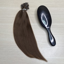Волосы натуральные для наращивания на капсулах 30см 50пр 25г - коричневый #4