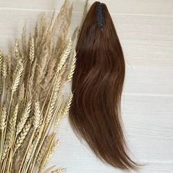 Хвост из натуральных волос на крабе 40см - шоколад #4