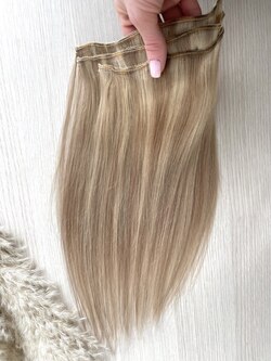 PREMIUM Натуральные волосы Премиум на заколках 40см 60г - светлое мелирование #16/613