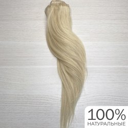 Натуральные волосы на заколках для наращивания 40см 100г - пепельный блонд #60