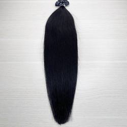 Натуральные волосы на капсулах 45см 50пр 50г черный с коричневым отливом #1b 