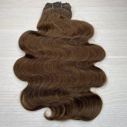 Натуральные волнистые Premium волосы на заколках 50см 100г - Коричневый #4