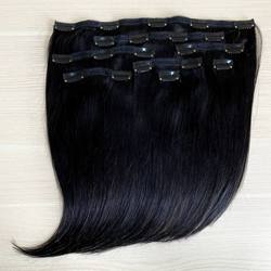 Натуральные волосы на заколках для наращивания 35см 110 - Черные #1