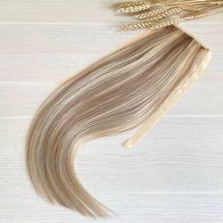 Хвост накладной из натуральных волос 60см - светло-мелированный #10/613