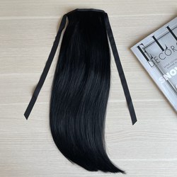 Накладной хвост из натуральных волос 50см 100г - черный #1