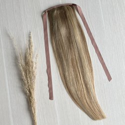Хвост из натуральных волос 50см 80г - мелированный #18/613