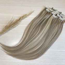 Натуральные волосы на заколках 50см 70г - мелирование #10/613
