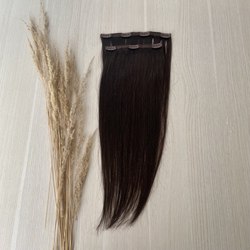 Натуральные волосы 45см - две пряди на заколках, коричневый #4