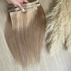 Премиум натуральные накладные пряди на заколках 40см 60г - светло-бежевый # 16 