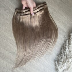 PREMIUM Натуральные накладные пряди на заколках 40см 60г - светло-бежевый # 16 