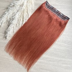 Однопрядь из натуральных волос на заколках 50см 100г - рыжий  #130