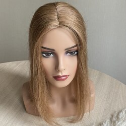 Накладка из натуральных волос 10х12 см темно-русая #6