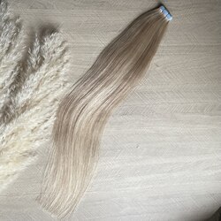 Натуральные волосы на лентах 60 см 20 прядей 50г - светлое мелирование #18-613