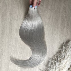 Натуральные волосы на лентах 60 см 20 прядей 50г - серебристый блонд #60с