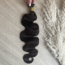 Натуральные кудрявые волосы на капсулах 50см 100г 100 прядей - коричневый #4