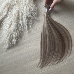 Натуральные волосы на капсулах 35см 50пр 40г - русое мелирование #8/60