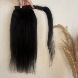 Натуральный хвост 35см 90г - черный с коричневым отливом #1b