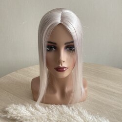 Накладка из натуральных волос повышенной густоты 12х8 см - серебристый блонд #1000 (подходит для седых волос)