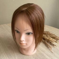 Мини накладка из натуральных волос на теменную зону - #8 карамельно-русый 