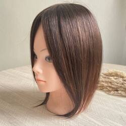 Мини накладка из натуральных волос на теменную зону основание 9*14 см горький шоколад #2