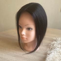 Мини накладка из натуральных волос на теменную зону - черный с коричневым отливом #1b